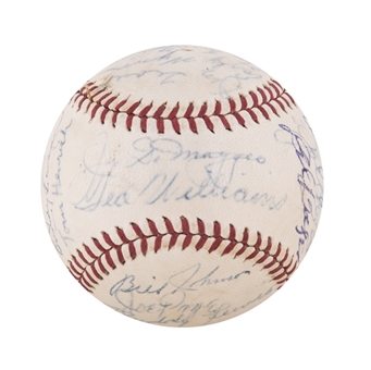 1947 American League All-Stars Multi Signed ONL Frick Baseball With 25 Signatures Including DiMaggio, Williams, Cronin & Boudreau (JSA)